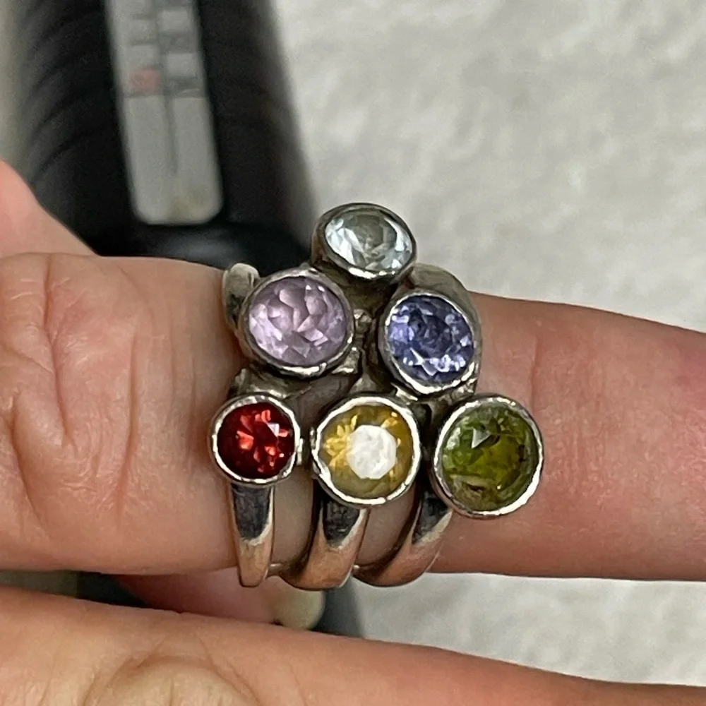 Vintage Multiple Gemstone Sterling Silver Ring
